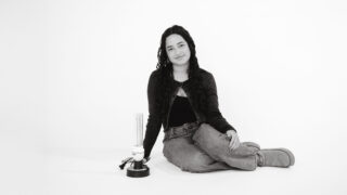 student with science project