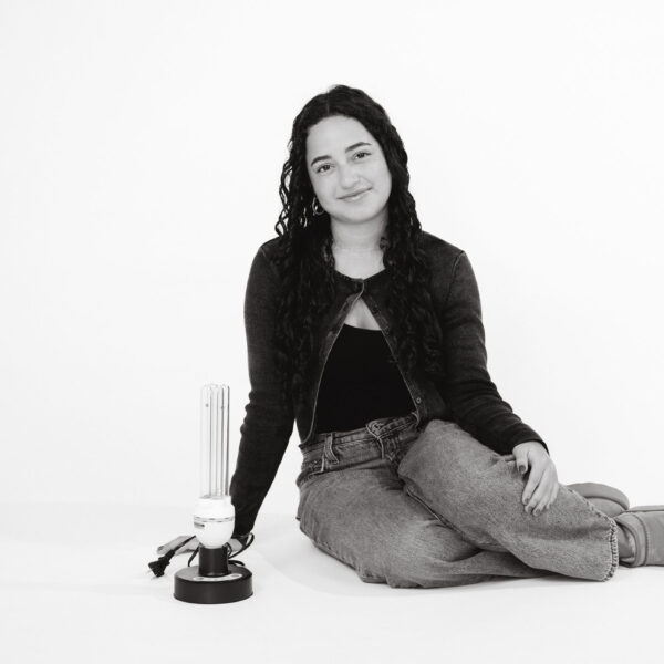 student with science project