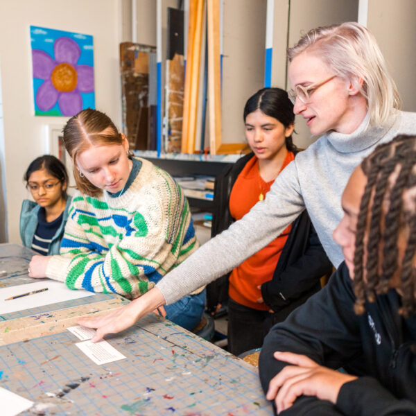visiting artist presenting in classroom