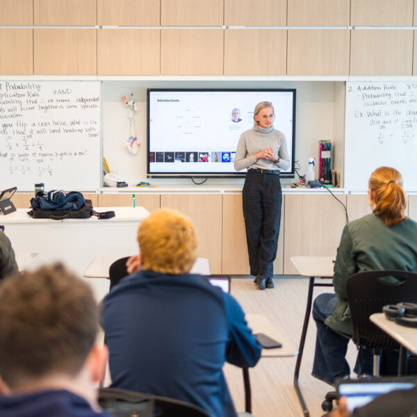 visiting artist presenting in classroom