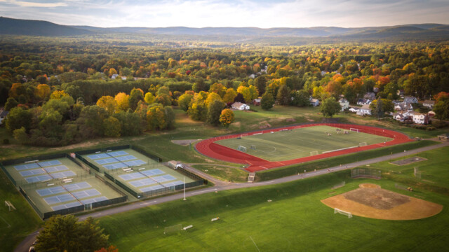 drone photo of athletic fields