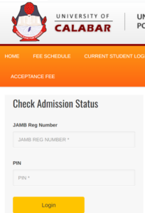 How To Check UNICAL Admission Status On School Portal